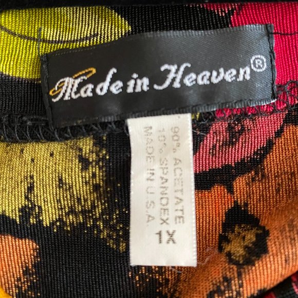 Sleeveless Draped Cowl Neck Top 1X Black with Bright Flowers - Picture 4 of 6